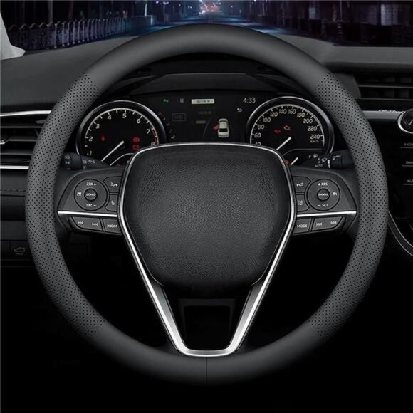 Nappa Premium Leather car Steering Wheel Cover, Non-Slip, Breathable, Universal - Picture 1 of 7